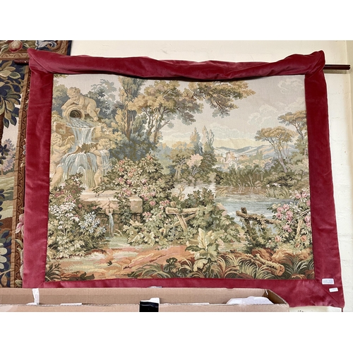 221 - SMALL WOVEN TAPESTRY IN PINK VELOUR SURROUND