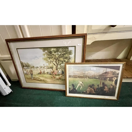 225 - PAIR OF FRAMED CRICKETING PRINTS