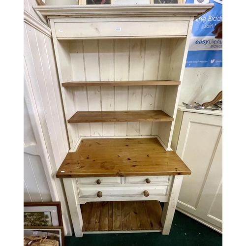 226 - A PROVENCE PAINTED FURNITURE POT BOARD SHAKER STYLE CREAM/PINE DRESSER - TWO OPEN SHELVES/DRAWERS TO... 