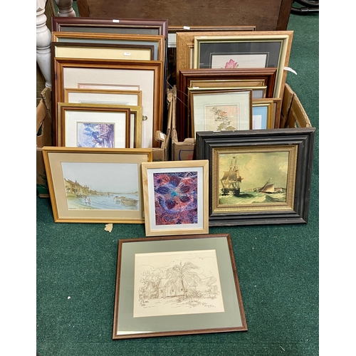 239 - 2 X BOXES OF MISCELLANEOUS FRAMED PRINTS - APPROX 25