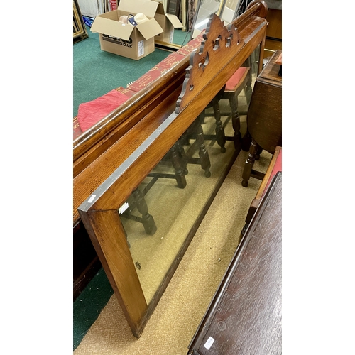 251 - A LARGE MAHOGANY FRAMED VICTORIAN MIRROR WITH PEDIMENT (POSSIBLY FROM A SIDEBOARD) - 179CM WIDE X 10... 