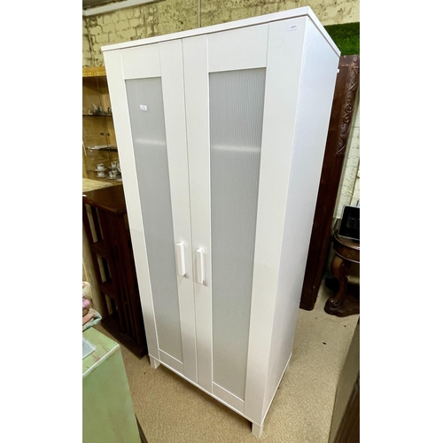 283 - AN IKEA WHITE ENAMELLED DOUBLE DOOR WARDROBE