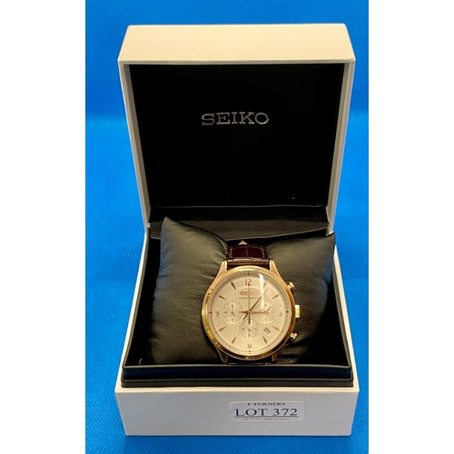 SEIKO CHRONOGRAPH 8T63 00M0 MENS WRISTWATCH BOXED WITH BROWN