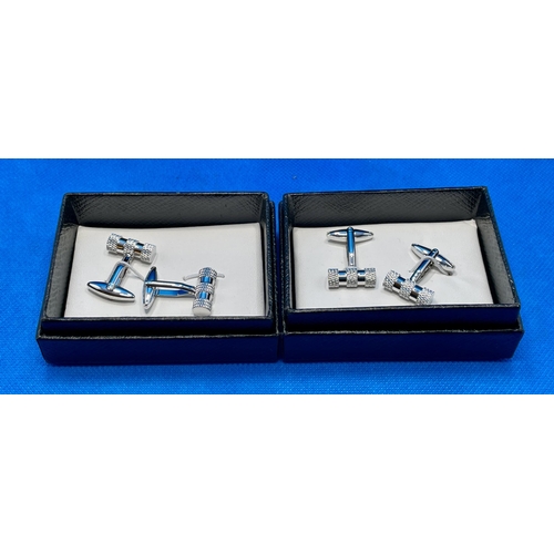 391 - 2 X PAIRS OF SILVER PLATED  OBLONG CUFFLINKS