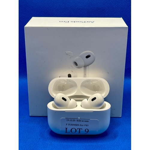 9 - BOXED PAIR OF APPLE AIR POD PRO 2ND GEN. WITH CHARGING WIRE AND EXTRA BUDS