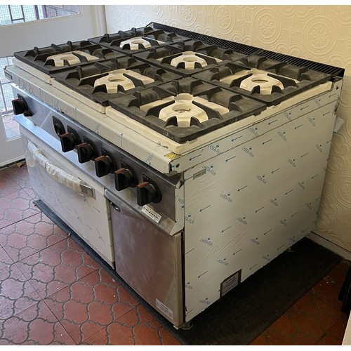 273 - COMMERCIAL 6 BURNER RANGE COOKER HS 9120VG AS/NEW - (NB: ONE KNOB PRESENT BUT HAS BEEN KNOCKED OFF I... 