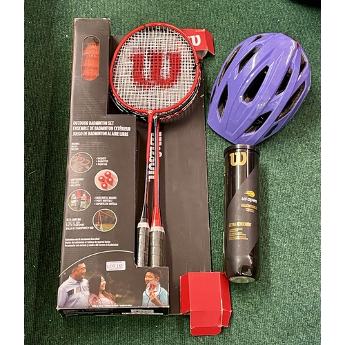 181 - BOXED WILSON OUTDOOR BADMINTON SET TOGETHER WITH A SET OF 4 WILSON TENNIS BALLS WITH A FREETOWN SQUI... 