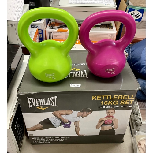 194 - BOXED SET OF 2 EVERLAST KETTLE BELLS - 5KG/3KG