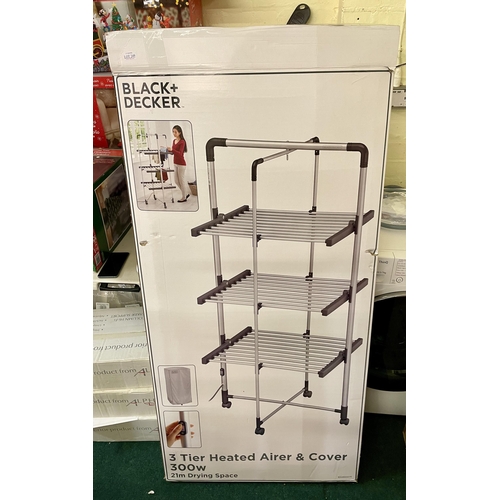 249 - BOXED BLACK & DECKER HEATED AIRER WITH COVER -