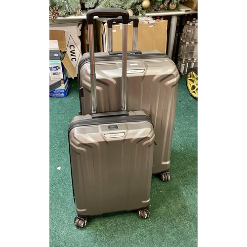 265 - 2X PIECE SAMSONITE LUGGAGE SET -HARDSIDE SPINNER CASES IN SILVER GREY -LARGE & CABIN