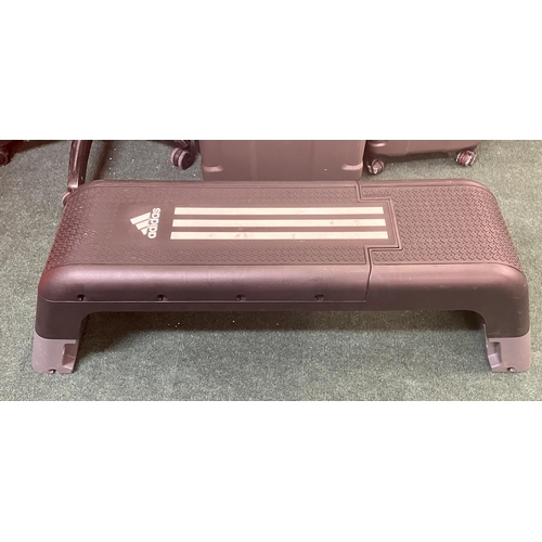 271 - ADIDAS MULTI USE WORK OUT STEP BENCH WITH ACCESORIES (ROPE & STRETCH BANDS)