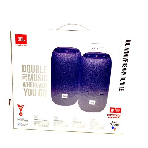 22 - JBL ANNIVERSARY SET OF 2 LINK PORTABLE BLUETOOTH SPEAKERS - BOXED