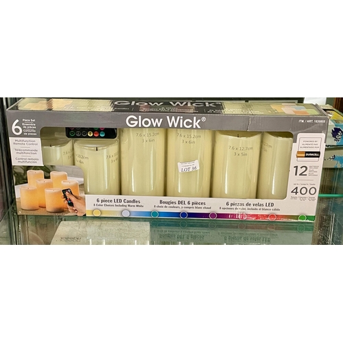 36 - BOXED SET OF 6 GLOW WICK LED CANDLES WITH R/C