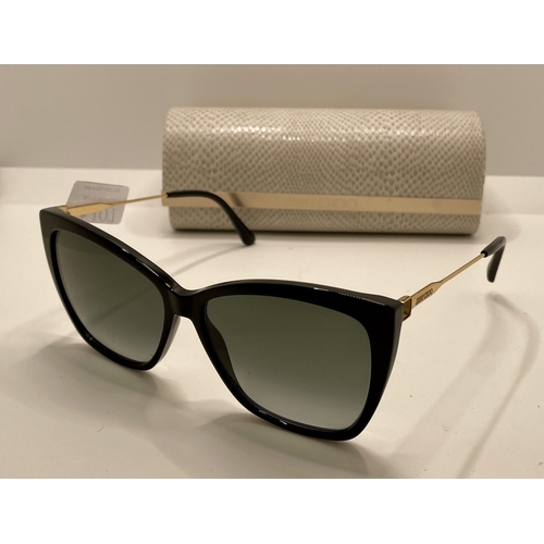 43 - PAIR OF JIMMY CHOO OVERSIZED SUNGLASSES MISSING 1 ARM DECORATION WITH JIMMY CHOO CASE