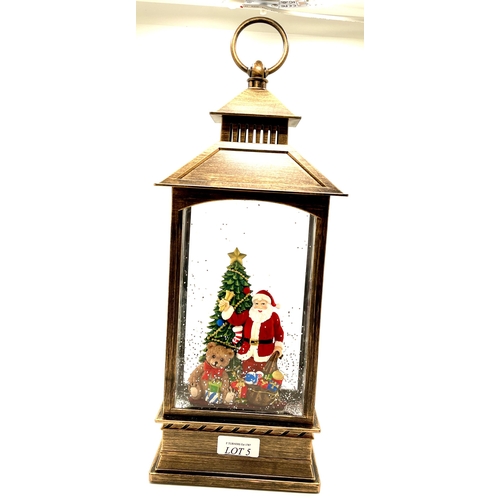 5 - HOLIDAY LANTERN WITH LED LIGHTS SANTA SCENE