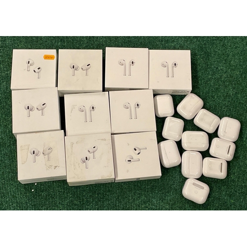 53 - 20 VARIOUS APPLE AIRPODS, AIRPOD PROS VARIOUS GENERATIONS 10 BOXED ALL WITH VARIOUS FAULTS - CASES N... 