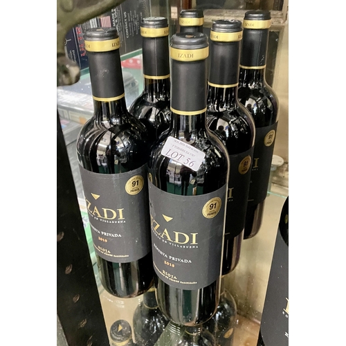 56 - 6 X BOTTLES OF IZADI RESERVA 2018 RIOJA - 75CL