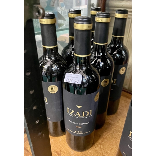 59 - 6 X BOTTLES OF IZADI RESERVA 2018 RIOJA - 75CL