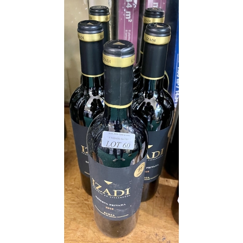 60 - 5 X BOTTLES OF IZADI RESERVA 2018 RIOJA - 75CL