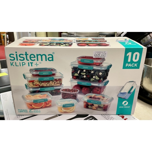 127 - BOXED SET OF 10 SISTEMA SKIP IT FOOD STORAGE CONTAINERS