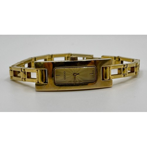 346 - LADIES YELLOW METAL GUCCI COCKTAIL WATCH - MODEL 3900L -QUARTZ MOVEMENT- TIMEPIECE COLLECTION -NO BO... 