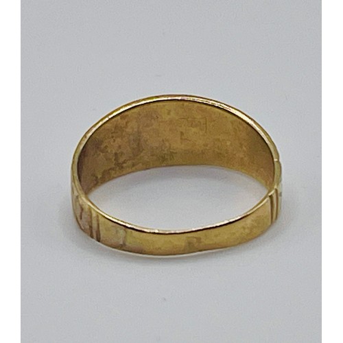 352 - 9ct YELLOW GOLD 'MIZPAH' RING H/M LONDON 1985 M/M A&A - SLIGHTLY OUT OF SHAPE 2.85G SIZE M