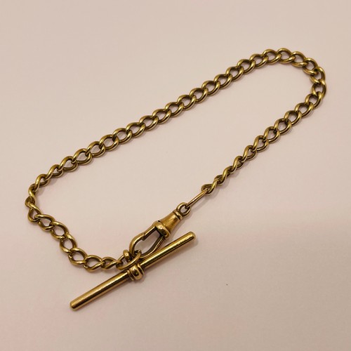 362 - 9Ct. YELLOW GOLD LINK BRACELET WITH T-BAR -APPROX. 20CM L WHEN OPENED 11.7G