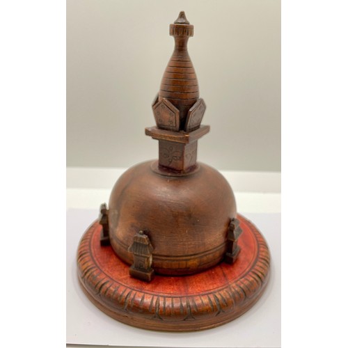 375 - UNUSUAL ROUND LIDDED INKWELL IN THE FORM OF A PAGODA - GILDED INTERIOR TO LID WITH AS DIAMOND SHAPED... 