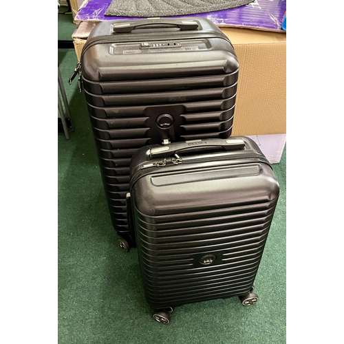 245 - SET OF 2 DELSEY HARDSIDE SPINNER SUITCASES LARGE AND CABIN IN BLACK