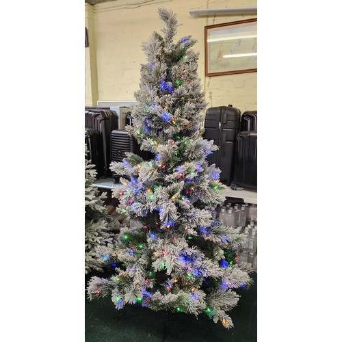 141 - 1.9M ARTIFICIAL CHRISTMAS TREE WITH MULTI COLOUR/WARM WHITE LED LIGHTS - SNOWKISSED