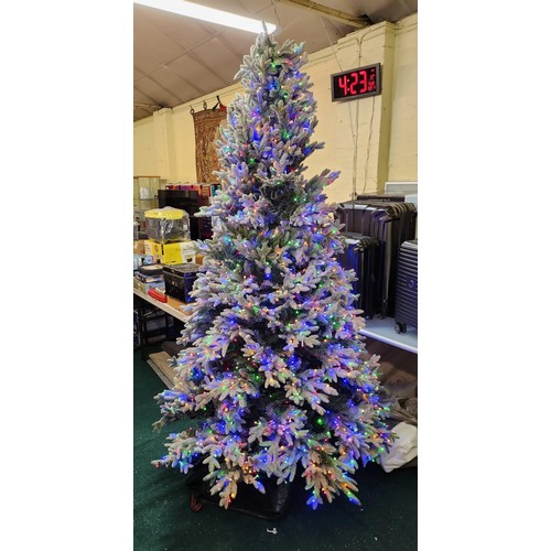 142 - 2.1M APPROX ARTIFICIAL CHRISTMAS TREE WITH MULTI COLOUR/WARM WHITE LED LIGHTS - SNOWKISSED - CARRY B... 