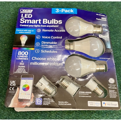 24 - BOXED SET OF 3 FEIT ELECTRIC LED SMART BULBS (DAMAGED PACKAGING)