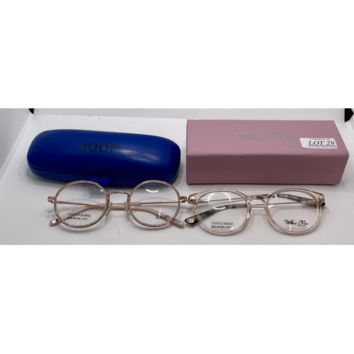 29 - PAIR OF WILLOW MAE SPECTACLE FRAMES - OCEANE WITH CASE TOGETHER WITH A PAIR OF JOOP LADIES SPECTACLE... 