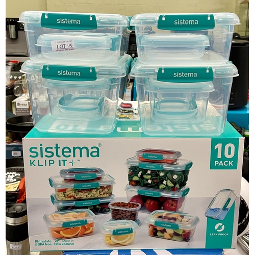 99 - BOXED SET OF 10 SISTEMA CLIP IT FOOD STORAGE CONTAINERS