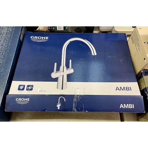 133 - BOXED GROHE AMBI KITCHEN MIXER TAP WITH SOME FITTINGS