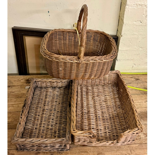 259 - CIRCULAR BASKET - PROBABLY AFRICAN, WITH 3 VINTAGE BASKETS,