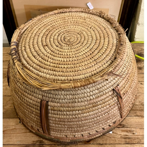 259 - CIRCULAR BASKET - PROBABLY AFRICAN, WITH 3 VINTAGE BASKETS,