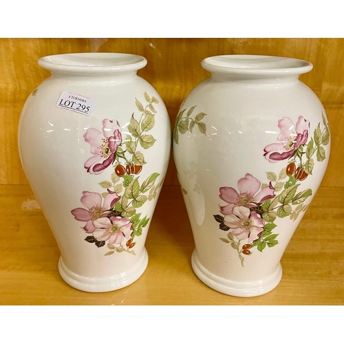 339 - A PAIR OF TALL PORTMEIRION POTTERY TRANSFER PRINTED BALUSTER VASES - RAMBLING ROSE DESIGN -H:26CMS