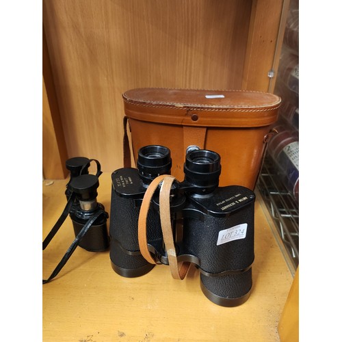 324 - PAIR OF ANTON & GERHARDT FIELD 10X 50 BINOCULARS WITH CASE TOGETHER WITH ONE OTHER PAIR