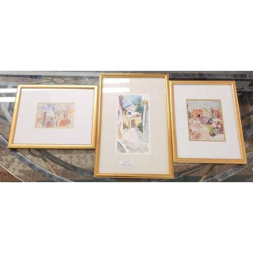 344 - 3 X SMALL GILT FRAMED PICTURES OF JERUSALEM