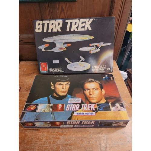 364 - AMT ERTL STAR TREK 3 PIECE USS ENTERPRISE MODEL KIT TOGETHER WITH A STAR TREK THE FINAL FRONTIER BOX... 