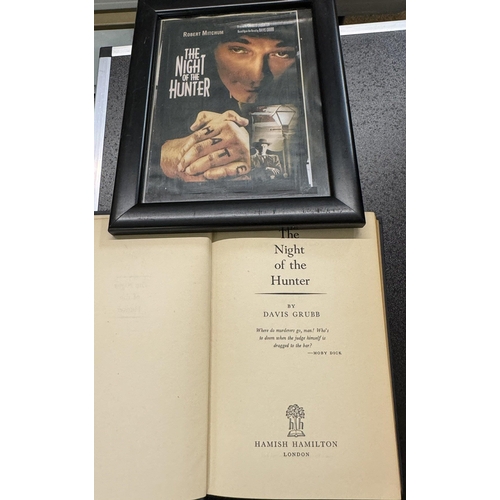 426 - BRITISH FIRST EDITION NIGHT OF THE HUNTER BY DAVIES GRUBB TOGETHER WITH FRAMED PRINT