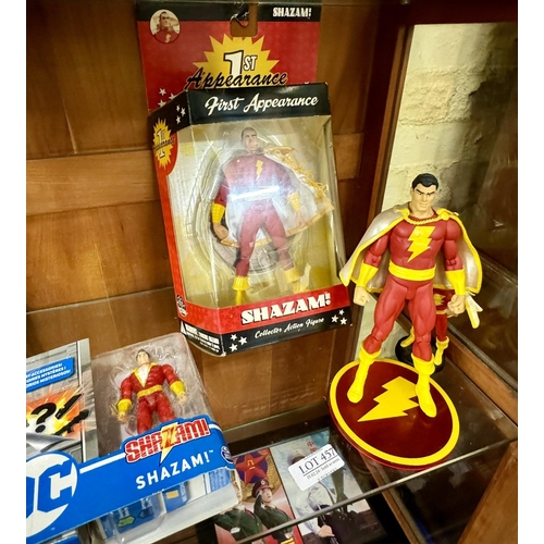 457 - FIRST APPEARANCE SHAZAM COLLECTIBLE FIGURE, FIRST EDITION HEROES UNITE SHAZAM FIGURE AND 2 OTHERS