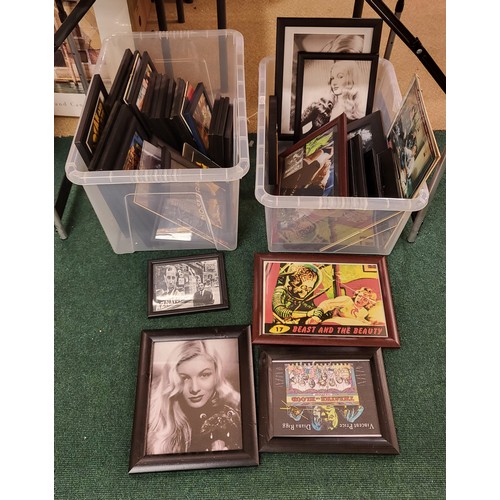 427 - 2 X BOXES OF FRAMED FILM PRINTS - VARIOUS INC. VERONICA LAKE, MOVIE POSTERS ETC