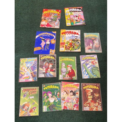 385 - A COLLECTION OF FUTURAMA COMICS INC. NO. 7, 9, 10, 11, 13, 27, 33, 48, 49, 51, 74 AND A FUTURAMA ORA... 