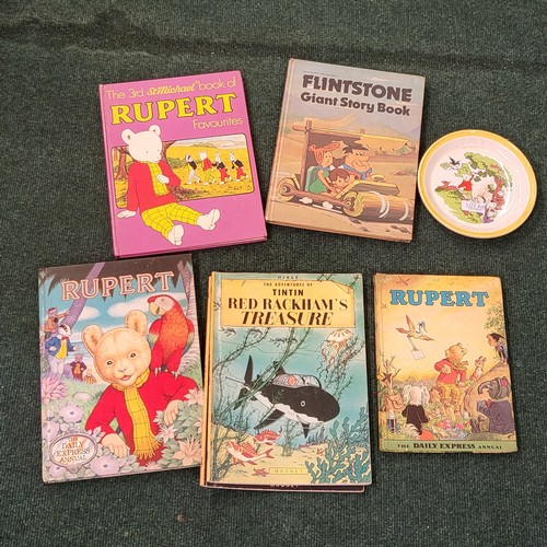 416 - COLLECTION OF HARDBACK CHILDRENS BOOKS INC. 3 X VOLS OF RUPERT BEAR, 2 X TIN TIN COMIC BOOKS, RUPERT... 