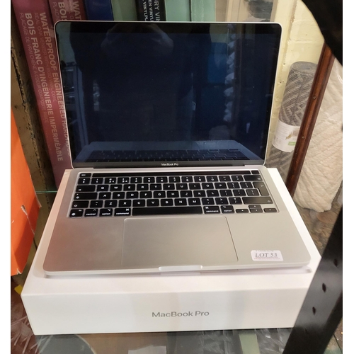 53 - BOXED APPLE MACBOOK PRO 13 INCH WITH 8GB RAM 256 GB SSD S/N C2JVFLQKW7 WITH CHARGER (NOTE SCREEN DAM... 