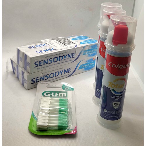 20 - SET 0F 5 BOXED SENSODYNE 75ML TOOTHPASTE TOGETHER WITH 3X COLGATE 100ML TUBES OF TOOTHPASTE AND 80 S... 