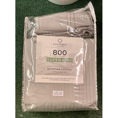 193 - BOUTIQUE LIVING 800 THREAD COUNT EGYPTIAN COTTON 6 PIECE SUPER KING BED SET