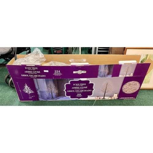 201 - BOXED INDOOR/OUTDOOR 2.1M ICED TREE WITH LED LIGHTS